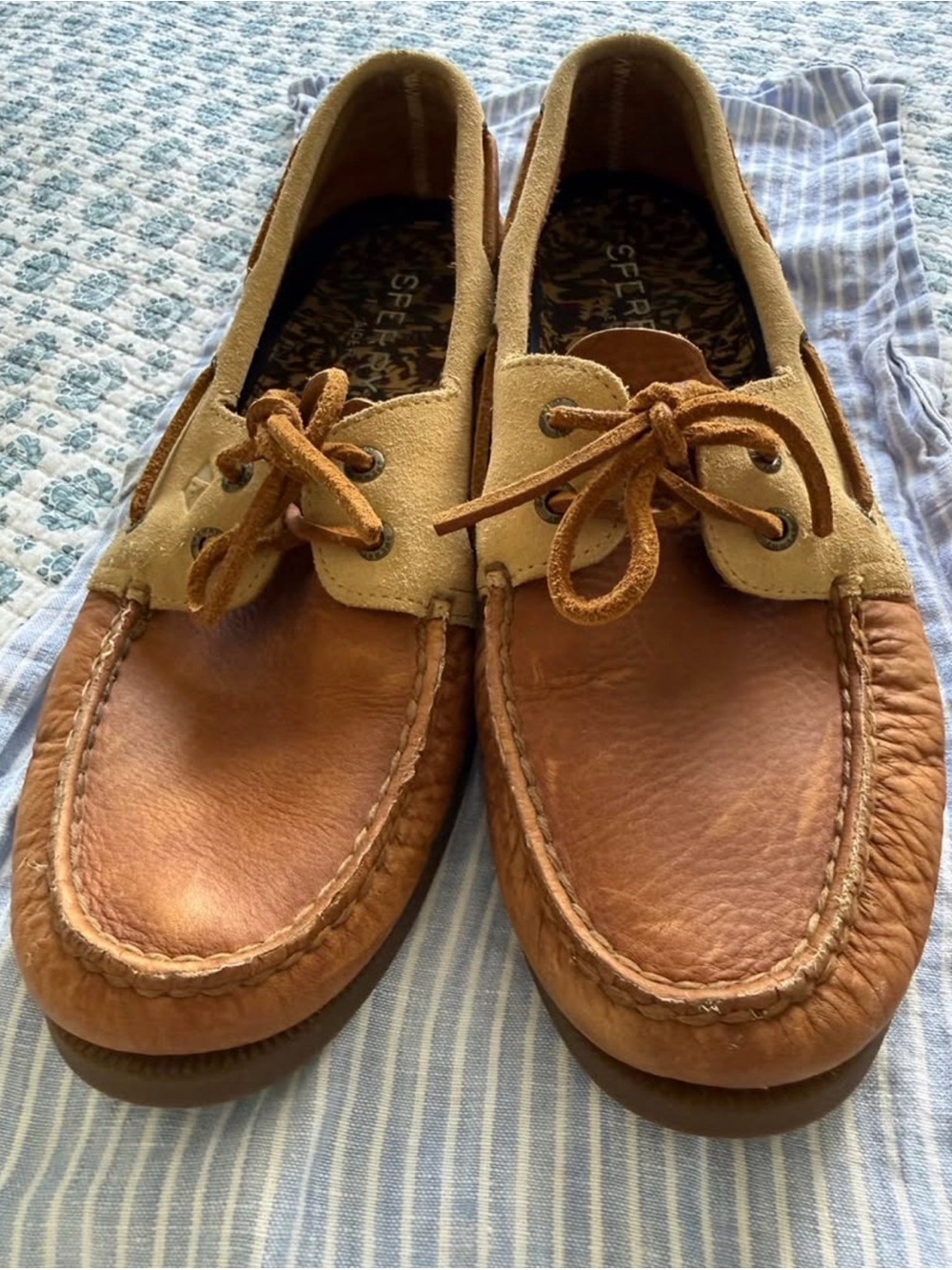 Sperry Men's Two-Tone Brown and Tan Leather Boat Shoes